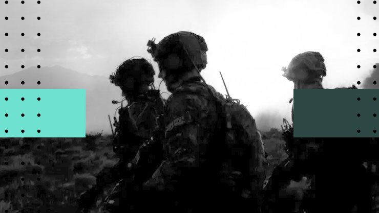 Stylized image of a group of soldiers conducting an operation