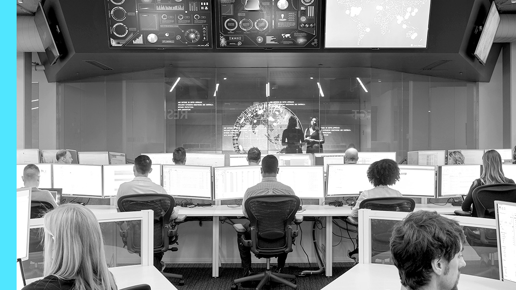 Stylized image of the Microsoft Cyber Defense Operations Center