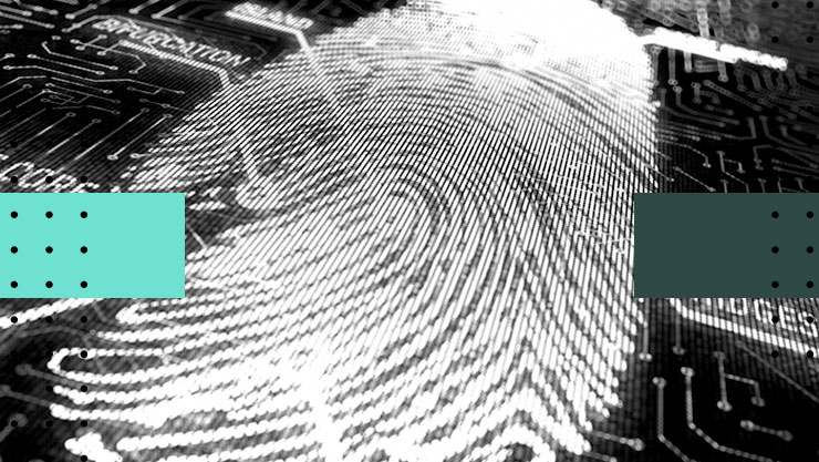 A graphic of a digitized fingerprint