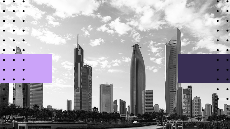 Wide shot of Kuwait City skyline