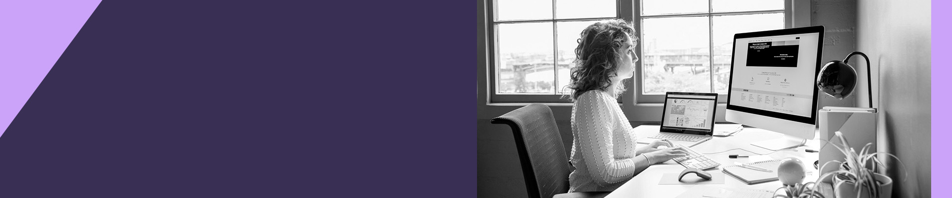 A woman working on her computer