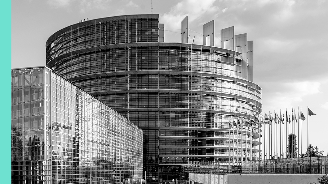 Wide angle shot of the EU Parliament Building